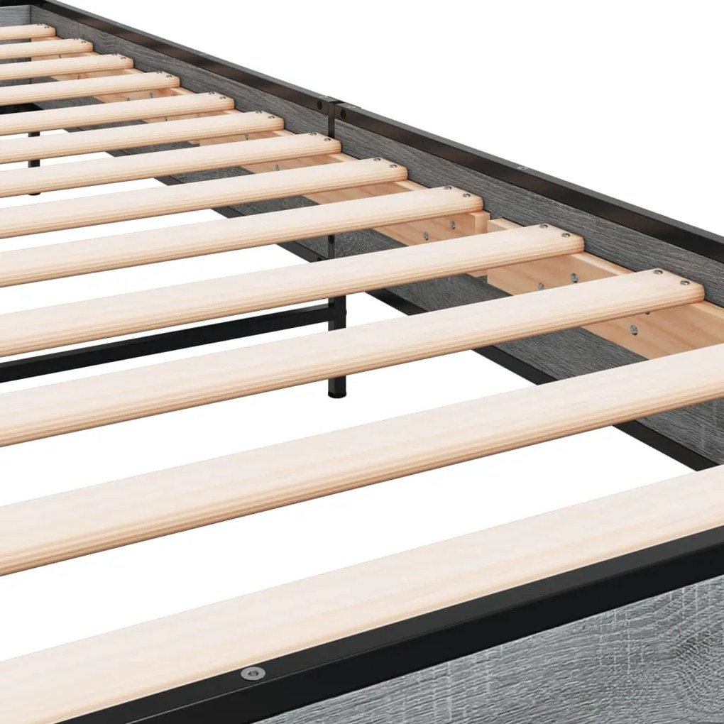 vidaXL Πλαίσιο Κρεβατιού Γκρι Sonoma 90x200 εκ. Επεξ. Ξύλο &amp; Μέταλλο