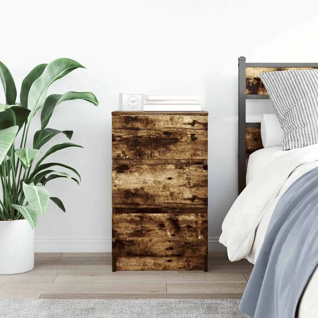 Κομοδίνο με 3 συρτάρια Καπνιστή δρυς 39x35x65 εκ. 861345