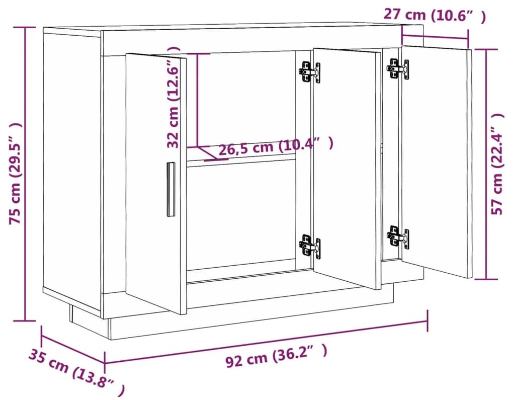 Ντουλάπι Καφέ Δρυς 92 x 35 x 75 εκ. από Επεξεργασμένο Ξύλο - Καφέ