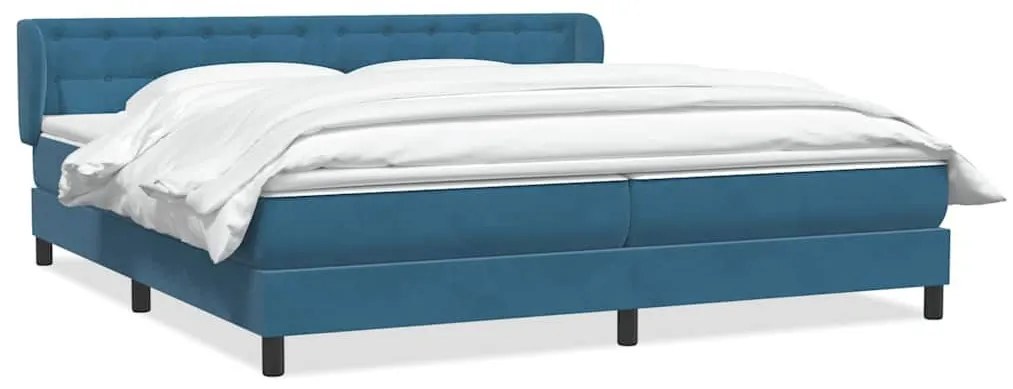 Box Spring Κρεβάτι με στρώματα Σκούρο μπλε 200x220 cm Βελούδινο - Μπλε