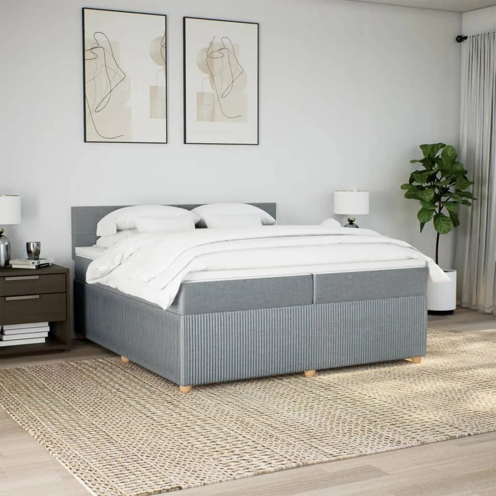 ΚΡΕΒΑΤΙ BOXSPRING ΜΕ ΣΤΡΩΜΑ ΑΝΟΙΧΤΟ ΓΚΡΙ 200X200 ΕΚ. ΥΦΑΣΜΑΤΙΝΟ 3289863