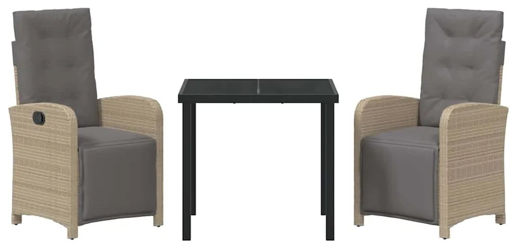 vidaXL Σέτ φαγητού για κήπο 3 pcs Μπεζ συνθετικό ρατάν