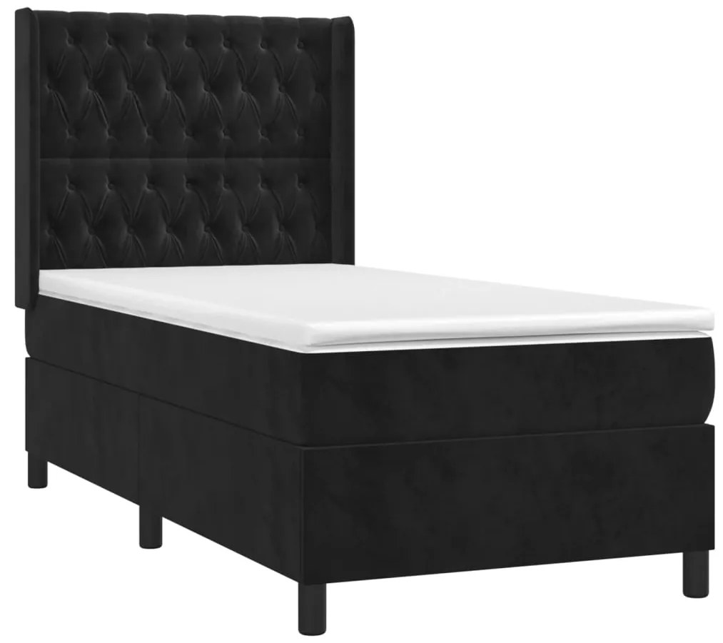 ΚΡΕΒΑΤΙ BOXSPRING ΜΕ ΣΤΡΩΜΑ &amp; LED ΜΑΥΡΟ 80X200 ΕΚ. ΒΕΛΟΥΔΙΝΟ 3139711