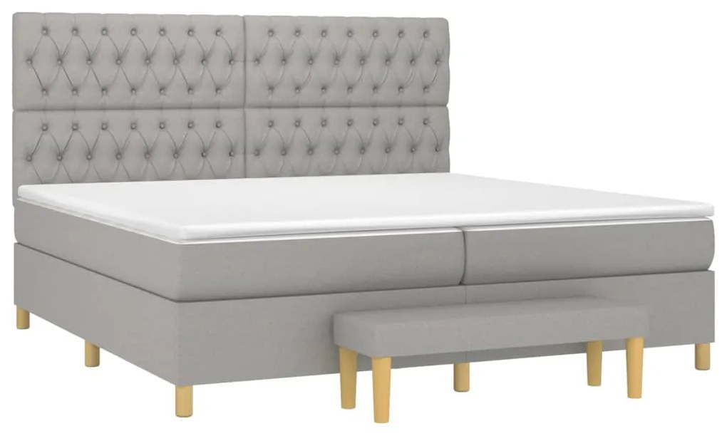 Κρεβάτι Boxspring με Στρώμα Ανοιχτό Γκρι 200x200 εκ. Υφασμάτινο - Γκρι