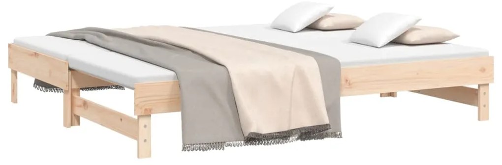 vidaXL Καναπές Κρεβάτι Συρόμενος 2x(80x200) εκ. από Μασίφ Ξύλο Πεύκου