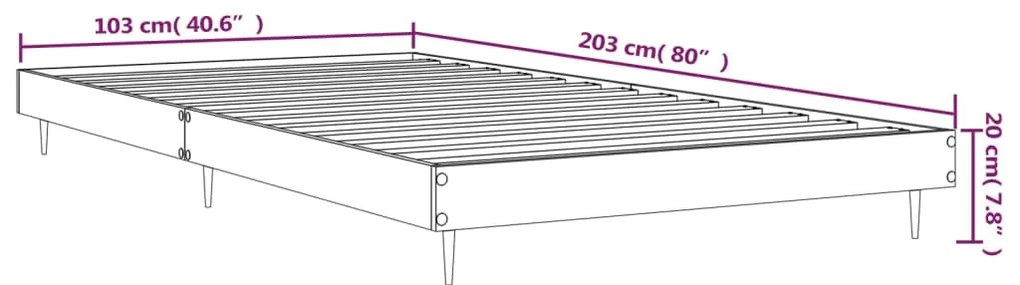 Πλαίσιο Κρεβατιού Καπνιστή Δρυς 100x200 εκ. Επεξεργασμένο Ξύλο - Καφέ