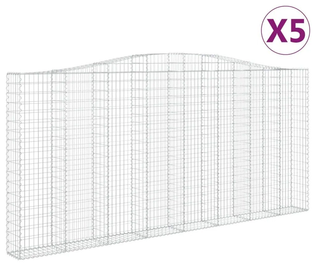 vidaXL Συρματοκιβώτια Τοξωτά 5 τεμ. 400x30x180/200 εκ. Γαλβαν. Ατσάλι