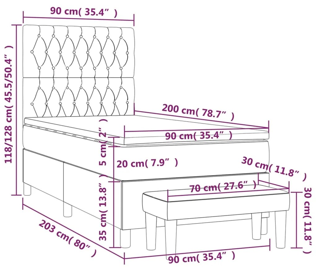 ΚΡΕΒΑΤΙ BOXSPRING ΜΕ ΣΤΡΩΜΑ ΜΑΥΡΟ 90X200 ΕΚ. ΥΦΑΣΜΑΤΙΝΟ 3137367