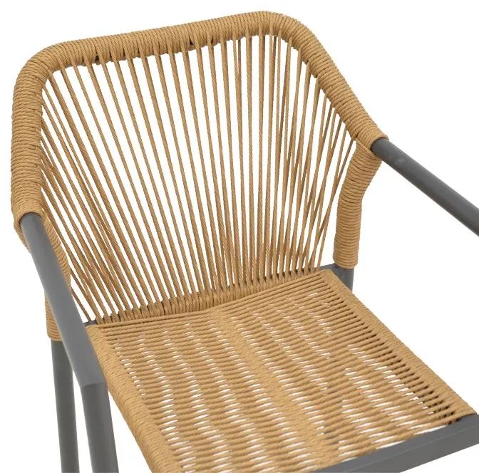 Καρέκλα - Πολυθρόνα αλουμινίου Lush στοιβαζόμενη ανθρακί σκελετός-φυσικό rattan 56x59x80 εκ. 56x59x80 εκ.