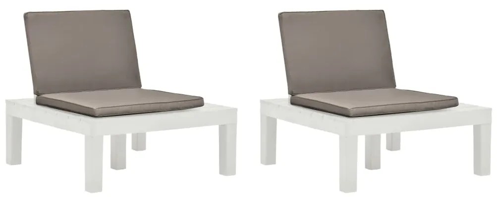 vidaXL Καρέκλες Κήπου 2 τεμ. Λευκές Πλαστικές με Μαξιλάρια