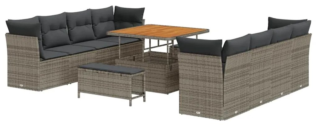 vidaXL Σετ Καναπέ Κήπου με μαξιλάρι 11 pcs Γκρι 100 x 100 x 71 cm