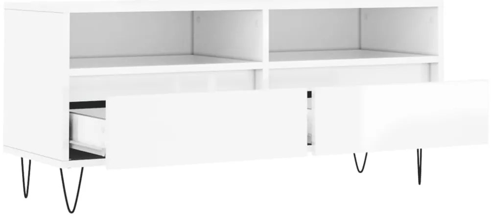 vidaXL Έπιπλο Τηλεόρασης Γυαλ. Λευκό 100x34,5x44,5 εκ. Επεξεργ. Ξύλο