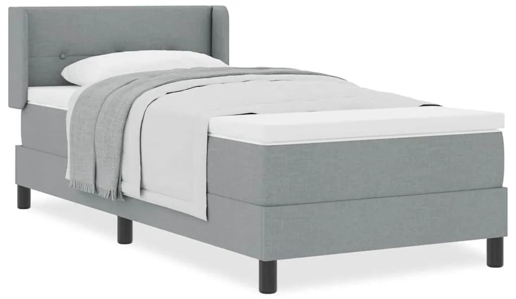 vidaXL Κρεβάτι box spring με στρώμα με στρώμα Ανοιχτό γκρι 90 x 200 cm