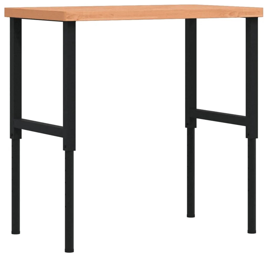 vidaXL Πάγκος Εργασίας Ορθογώνιος 100x60x(73-99,5) εκ Μασίφ Ξύλο Οξιάς