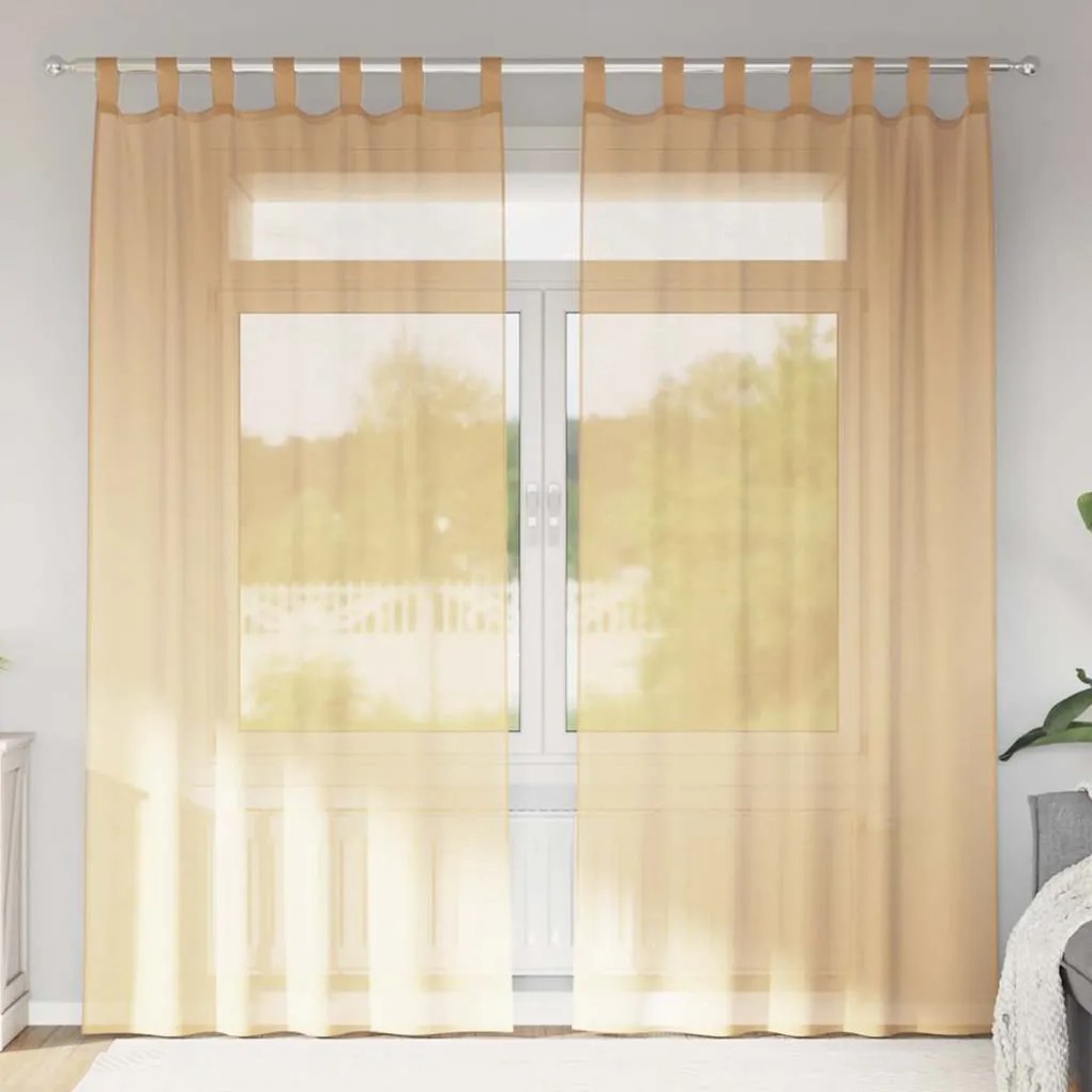 vidaXL Κουρτίνες Voile με βρόχους 2 τεμάχια Άμμος 140x245 cm