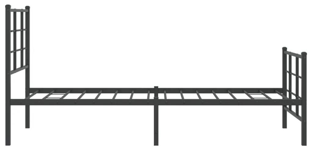 Πλαίσιο Κρεβατιού με Κεφαλάρι&amp;Ποδαρικό Μαύρο 75x190 εκ. Μέταλλο - Μαύρο