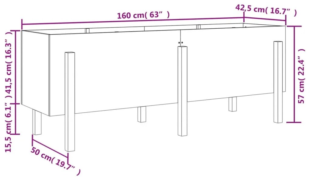 ΖΑΡΝΤΙΝΙΕΡΑ ΥΠΕΡΥΨΩΜΕΝΗ 160 X 50 X 57 ΕΚ. ΑΠΟ ΜΑΣΙΦ ΞΥΛΟ ΠΕΥΚΟΥ 825223