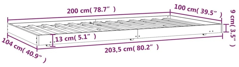 Σκελετός Κρεβατιού Χωρίς Στρώμα Λευκό 100x200 εκ. Μασίφ Πεύκο - Λευκό