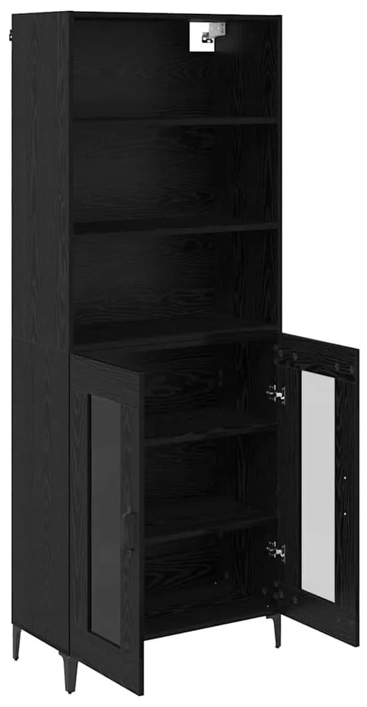 vidaXL Highboard Μαύρη Οξυά 69,5 x 34 x 180 εκ. Επεξεργασμένο ξύλο