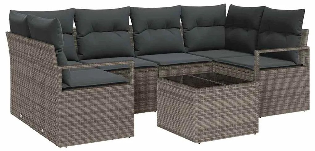 vidaXL Σετ Καναπέ Κήπου 7 pcs Γκρι 55 x 55 x 37 εκ συνθετικό ρατάν