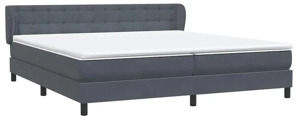 Box Spring Κρεβάτι με στρώματα Σκούρο γκρι 200x220 cm Βελούδινο - Γκρι