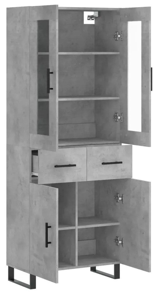 vidaXL Ντουλάπι Γκρι Σκυροδέματος 69,5x34x180 εκ. Επεξεργασμένο Ξύλο