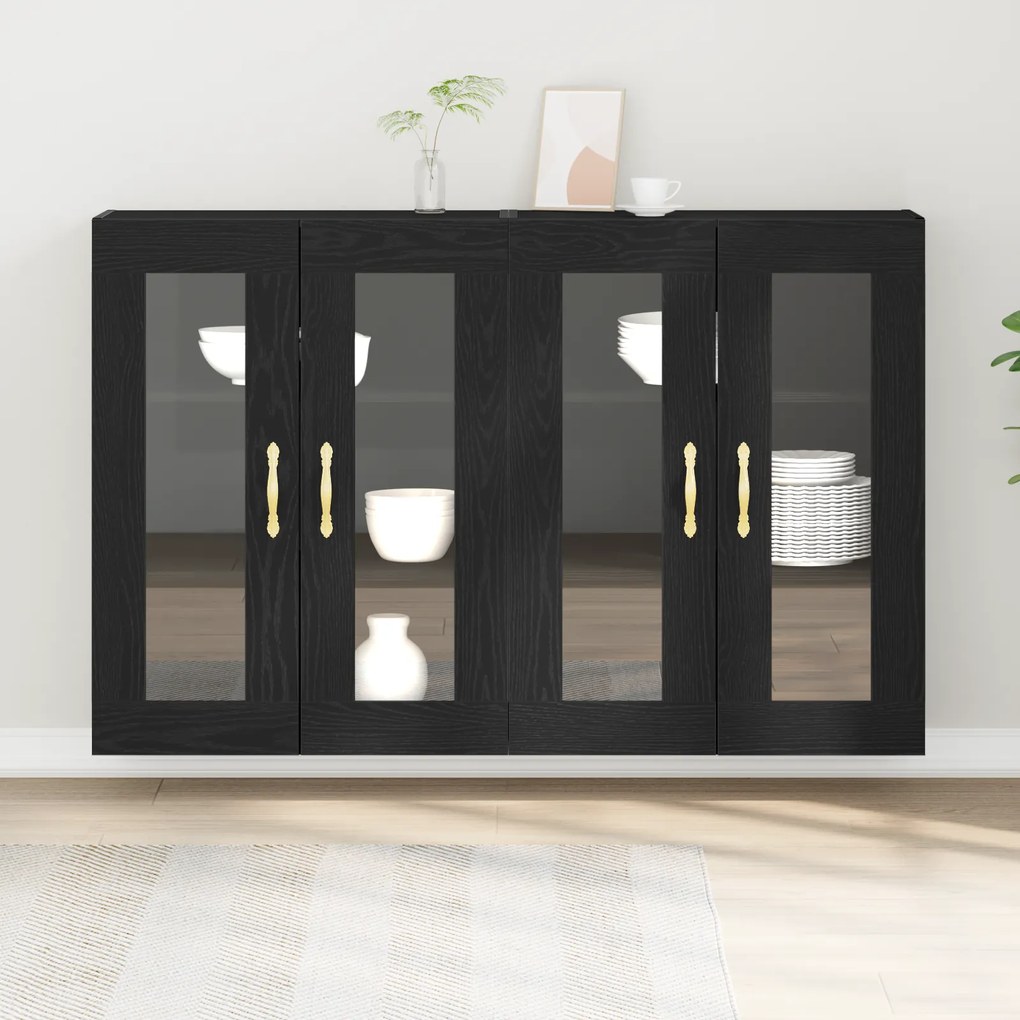 vidaXL Τοίχου ντουλάπες 2 τεμάχια Μαύρη Δρυς 69,5x34x90 εκ. Κατασκευασμένο ξύλο