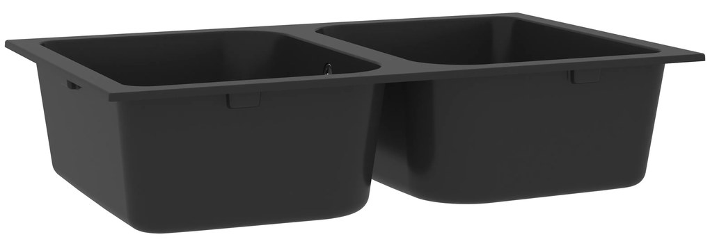vidaXL Μαύρος Νιπτήρας Κουζίνας 760x480x184 εκ. Γρανίτης