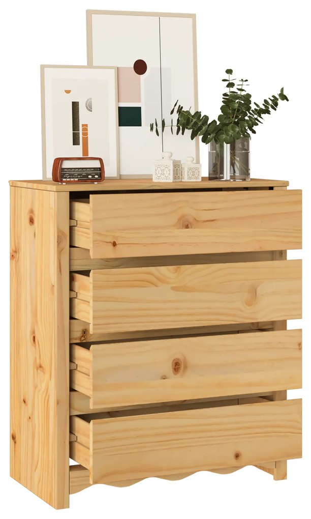 vidaXL Κομοδίνο με συρτάρι Καφέ 76.5 x 40 x 91 εκ Μασίφ ξύλο πεύκου