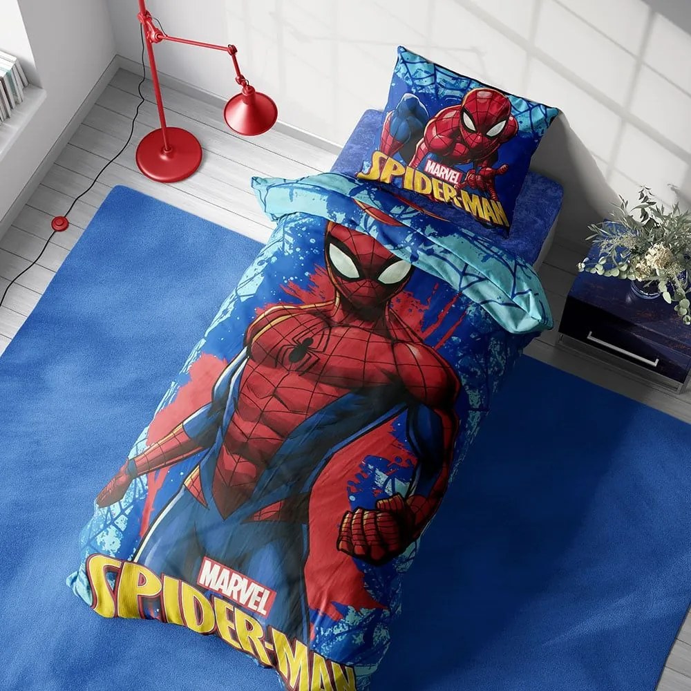 Σεντόνια Παιδικά Marvel Spider-Man 713 (Σετ 3τμχ) Electric Blue DimCol Μονό 160x240cm 100% Βαμβάκι