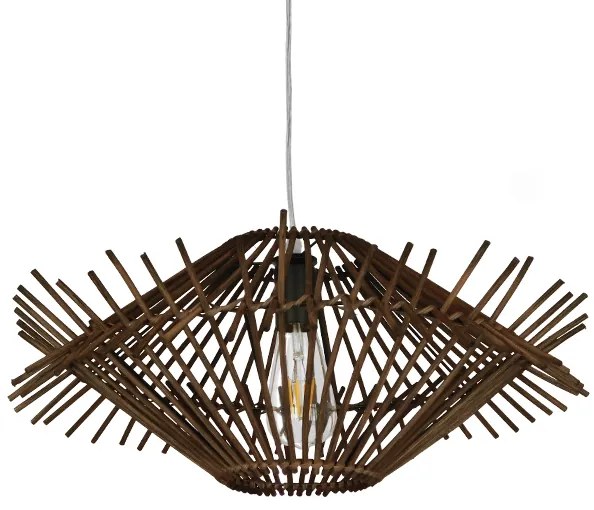 01602 GloboStar® GLOBOSTAR® SASSO 01602 Boho Κρεμαστό Φωτιστικό Οροφής με Ντουί 1 x E27 AC 220-240V IP20 - Καφέ - Μ50 x Π50 x Y23cm