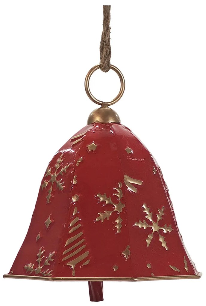 Χριστουγεννιάτικο Κρεμαστό Διακοσμητικό Καμπάνα Κόκκινο/Χρυσό 19.5x24cm