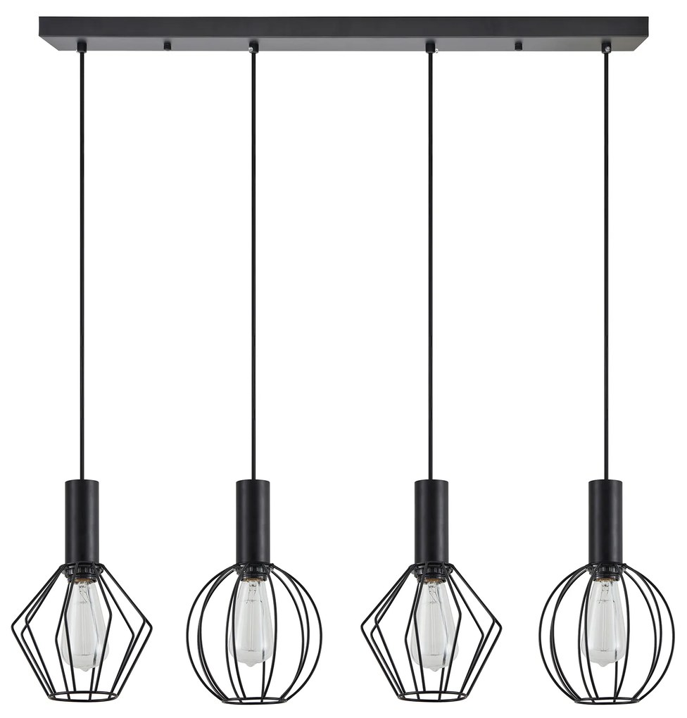 SE21-BL-4-4BL-GR12 ADEPT FLEX Black Pendant Black Metal Grid+