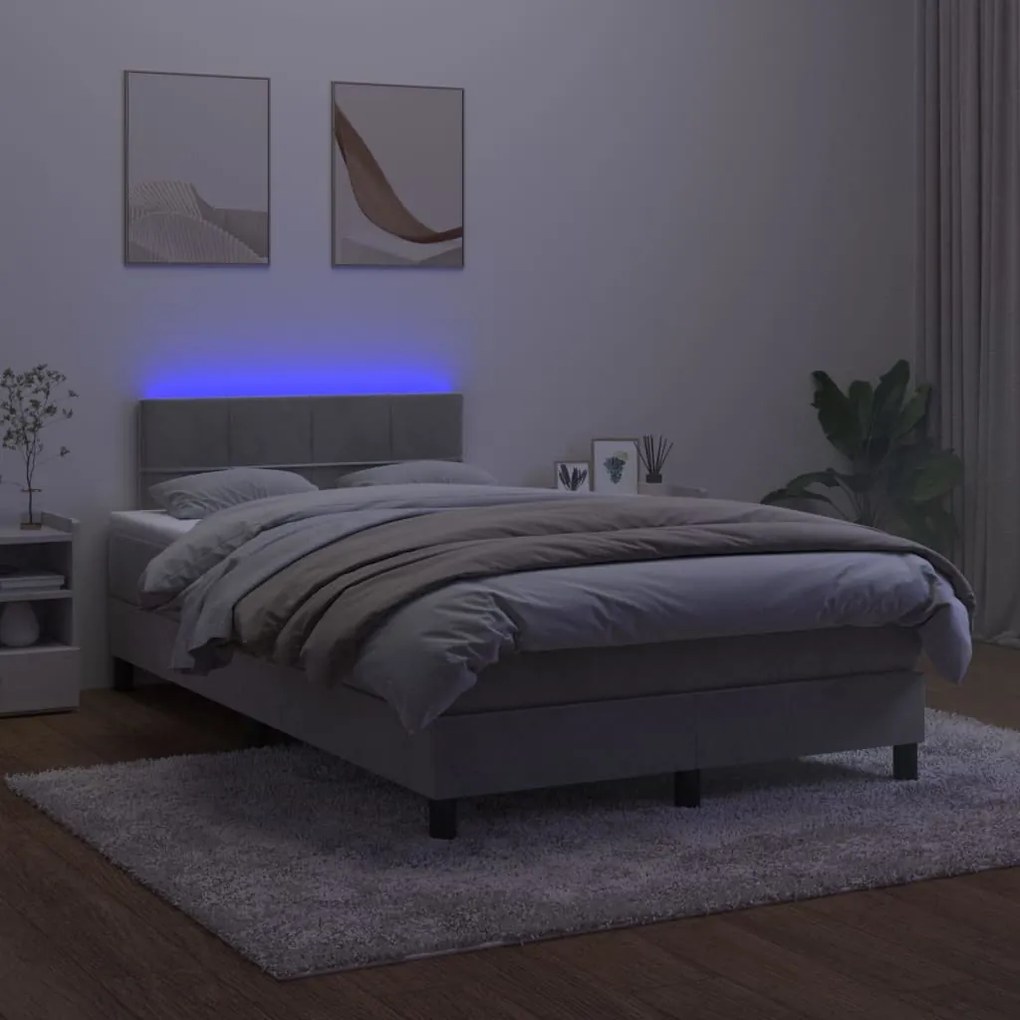 ΚΡΕΒΑΤΙ BOXSPRING ΜΕ ΣΤΡΩΜΑ &amp; LED ΑΝ.ΓΚΡΙ 120X200 ΕΚ. ΒΕΛΟΥΔΙΝΟ 3134393