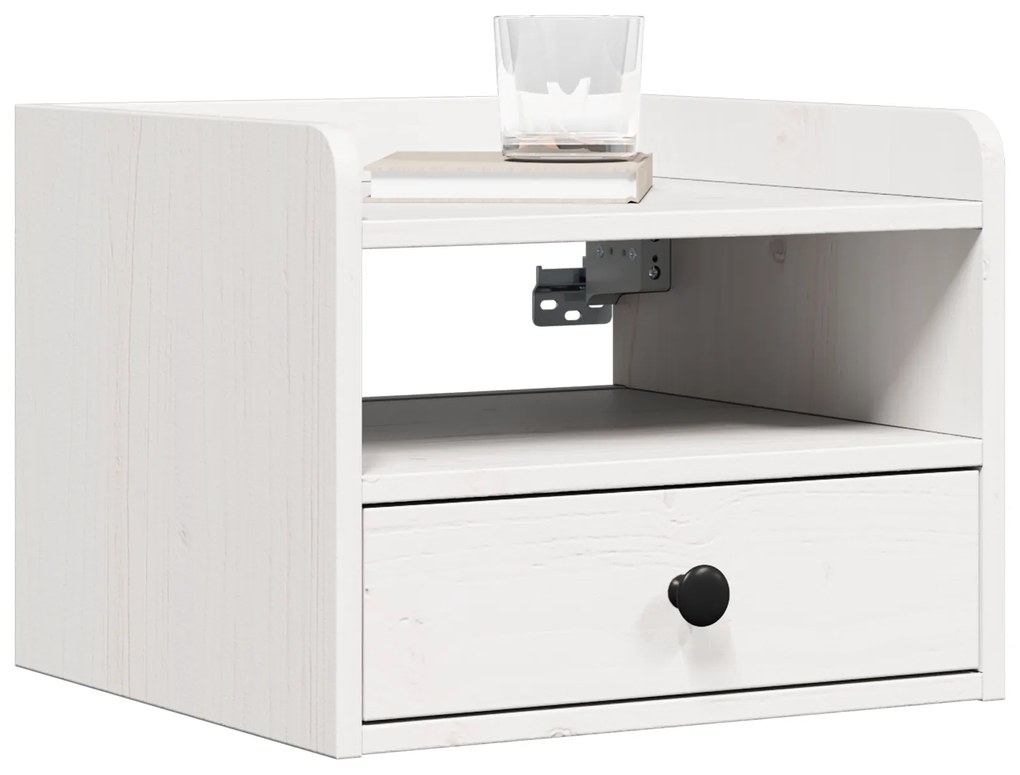vidaXL Κομοδίνο Λευκό 38 x 36 x 29.5 εκ Συμπαγές ξύλο πεύκου