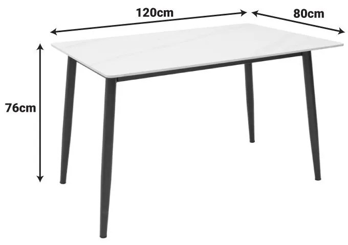 Τραπέζι Gustas Ι λευκό μαρμάρου sintered stone-μαύρο μέταλλο 120x80x76εκ 120x80x76 εκ.