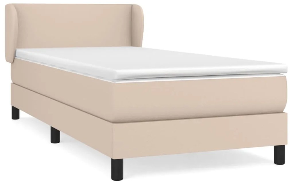 Κρεβάτι Boxspring με Στρώμα Καπουτσίνο 90x190εκ.από Συνθ. Δέρμα - Καφέ