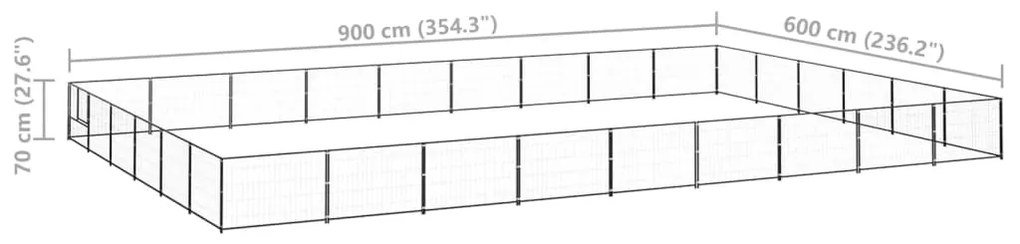 vidaXL Σπιτάκι Σκύλου Μαύρο 54 μ² Ατσάλινο