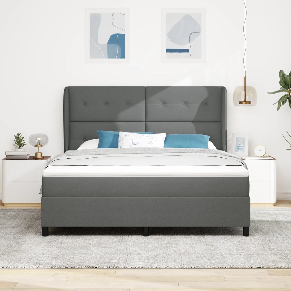 vidaXL Κρεβάτι με Στρώμα σε Σκούρο Γκρι, 180x200 cm Υφάσματος