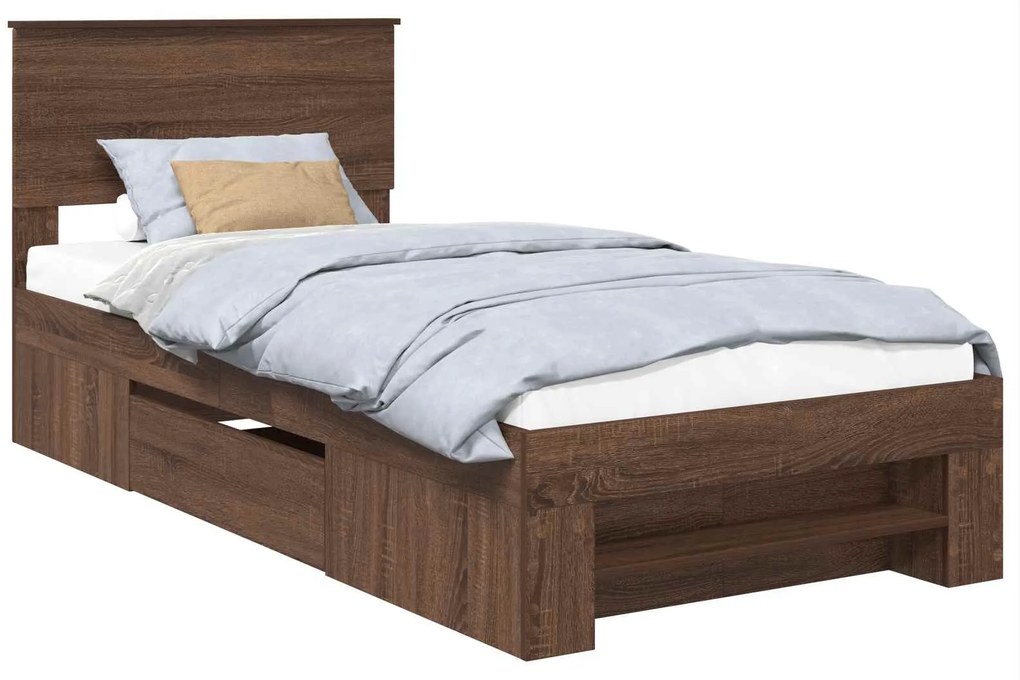 vidaXL Σκελετός Κρεβατιού Καφέ δρυς 100 x 200 μ Επεξεργασμένο ξύλο