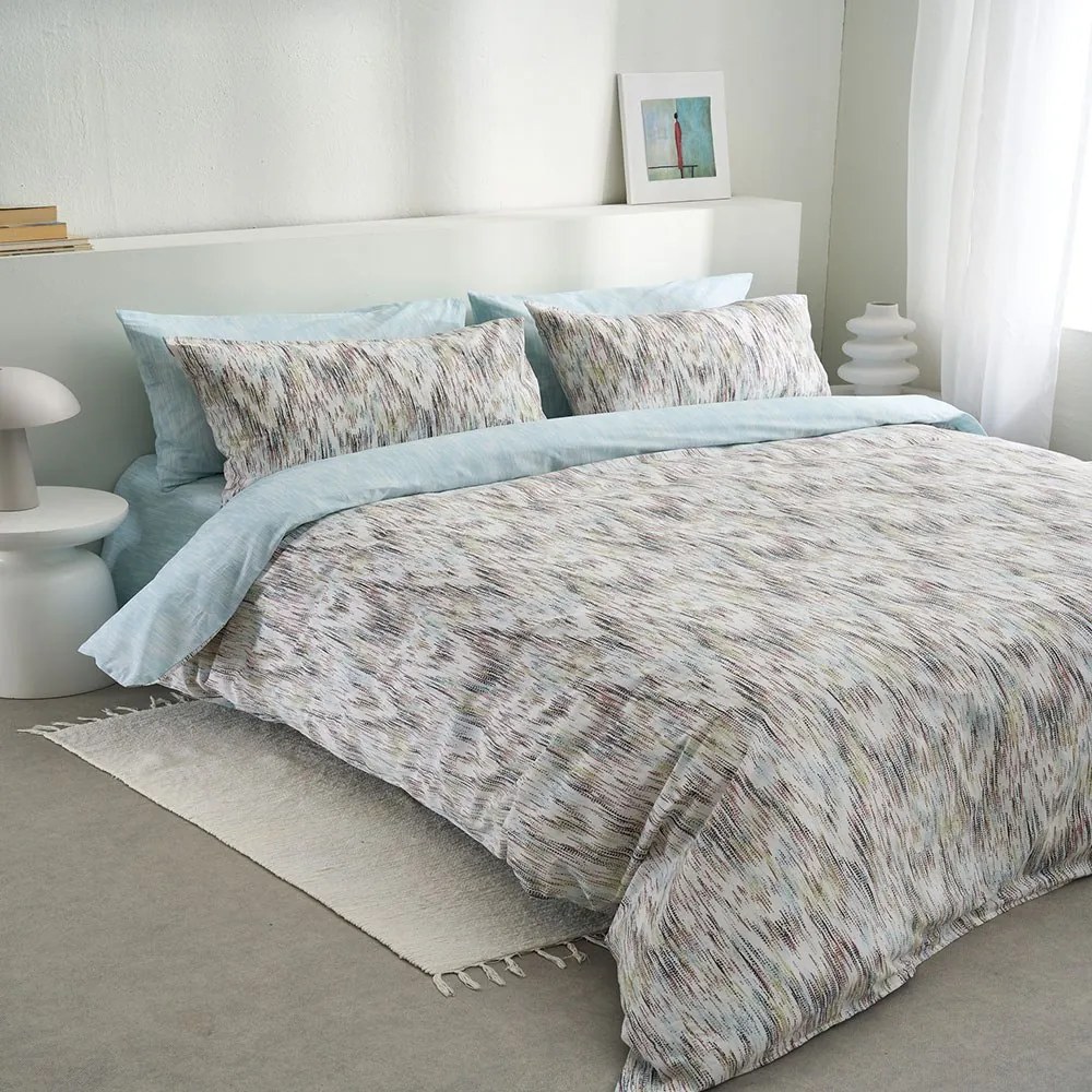 Σεντόνια Fiona-2 Με Λάστιχο (Σετ 3τμχ) Blue Vesta Home Μονό 170x270cm 100% Βαμβάκι