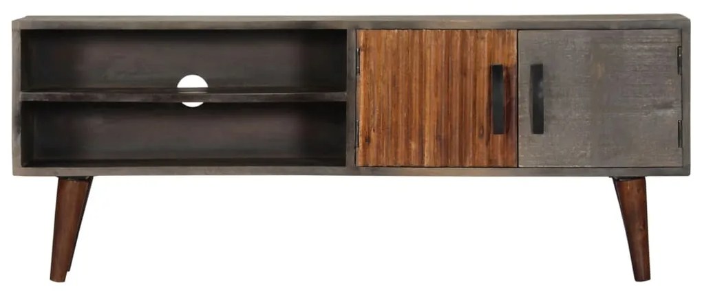 vidaXL Έπιπλο Τηλεόρασης Γκρι 130x30x46 εκ. Μασίφ Ακατέργ. Ξύλο Μάνγκο
