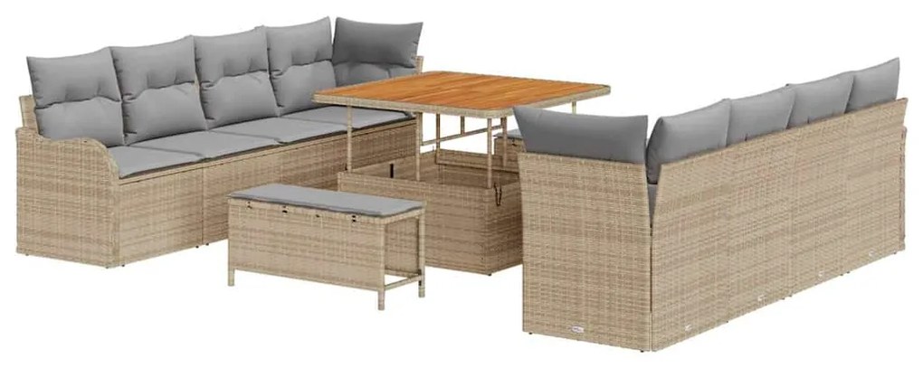 vidaXL Σετ Καναπέ Κήπου 11 pcs Μπεζ, Ανοιχτό Γκρι 100 x 100 x 71 cm