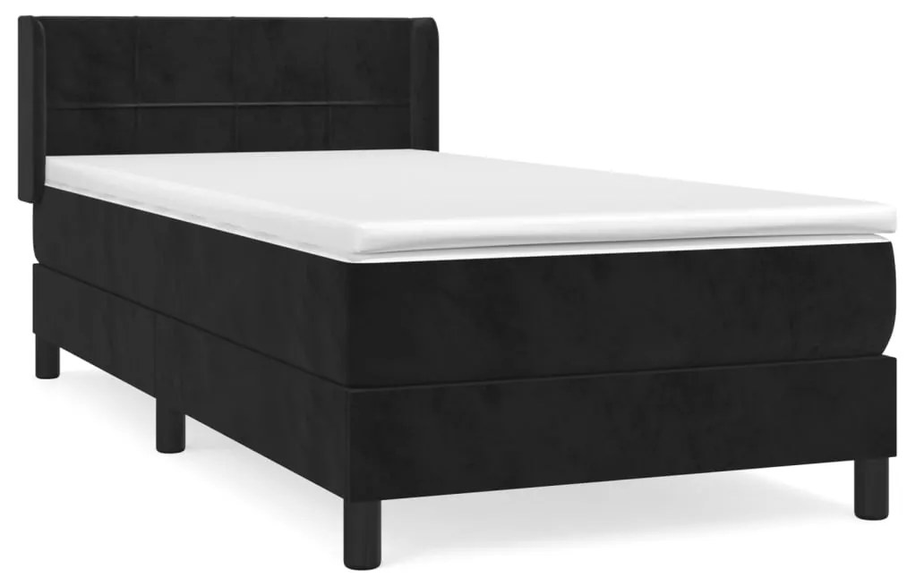 vidaXL Κρεβάτι Boxspring με Στρώμα Μαύρο 90x190 εκ. Βελούδινο