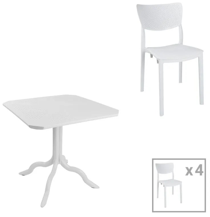 Τραπεζαρία Groovy-Ignite σετ 5τεμ PP λευκό 80x80x74,5εκ. 80x80x74.5 εκ.
