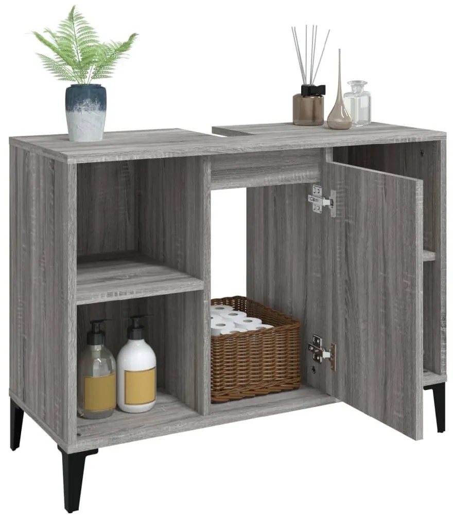 vidaXL Ντουλάπι Νιπτήρα Γκρι Sonoma 80 x 33 x 60εκ. Επεξεργασμένο Ξύλο