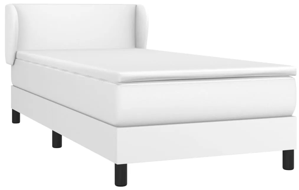 vidaXL Κρεβάτι Boxspring με Στρώμα Λευκό 90x190εκ. από Συνθετικό Δέρμα