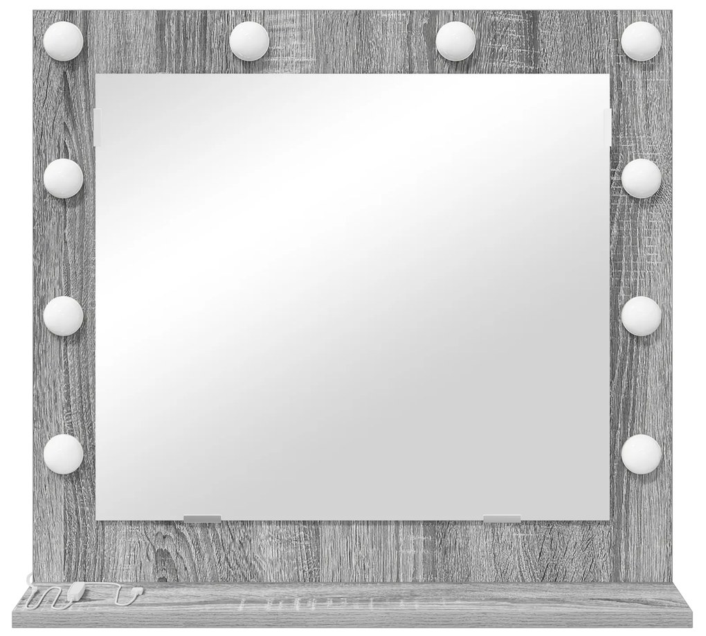 vidaXL Καθρέφτης Vanity με LED Φώτα Γκρι Σονομά 60x55x18 εκ
