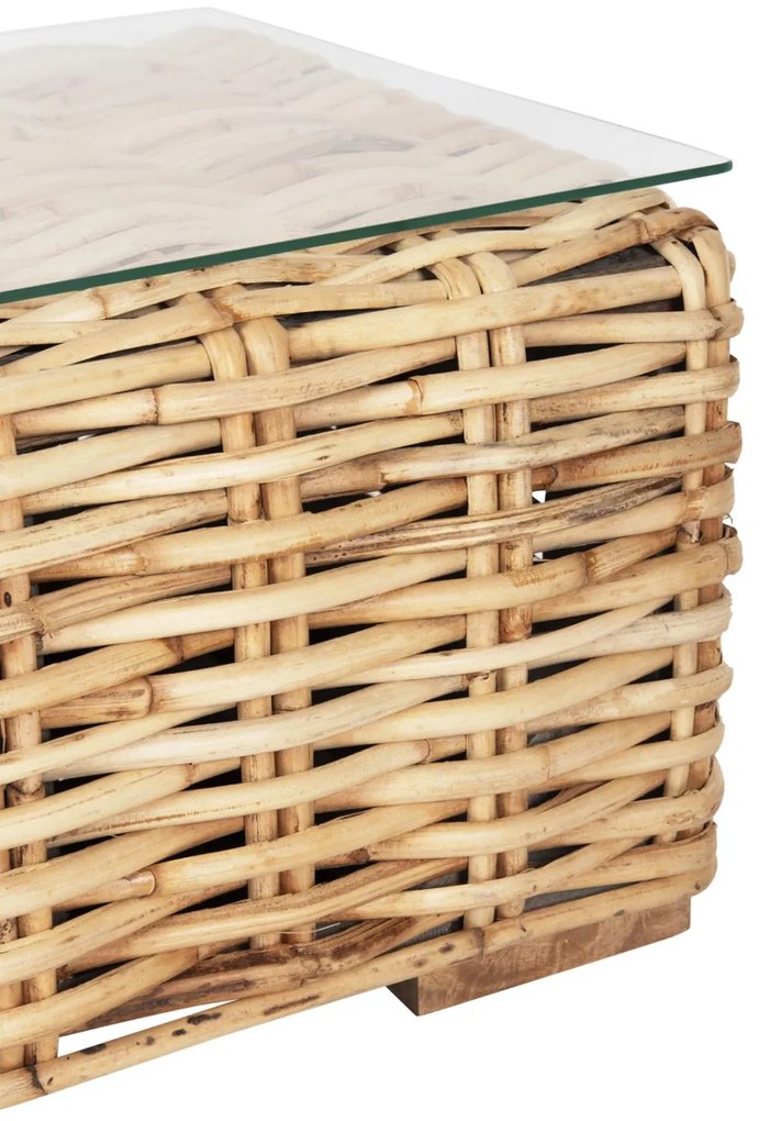 ΤΡΑΠΕΖΙ ΣΑΛΟΝΙΟΥ ΕΞ.ΧΩΡΟΥ TROPEL  ΞΥΛΟ MANGO-ΦΥΣΙΚΟ RATTAN-ΓΥΑΛΙ ΑΣΦΑΛΕΙΑΣ 110x60x40Υεκ.