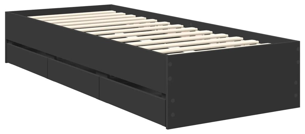 vidaXL Σκελετός Κρεβατιού Μαύρο 75 x 190 cm Μηχανήματος Ξύλο